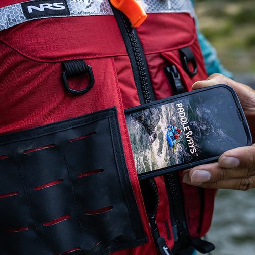 Phone in PFD displaying Paddleways on the screen